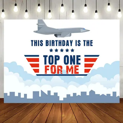 Top One For Me Plane 1st Birthday Backdrop For Boy - Aperturee