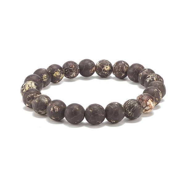 Round Natural Agate Stretch Beaded Bracelets