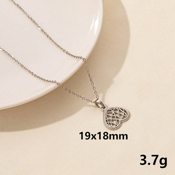 Vintage Stainless Steel Heart Pendant Lock Collarbone Chain Necklace for Women