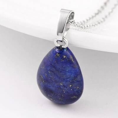 Teardrop Platinum Tone Brass Lapis Lazuli Pendants