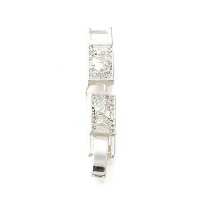 Brass Micro Pave Clear Cubic Zirconia Fold Over Clasps
