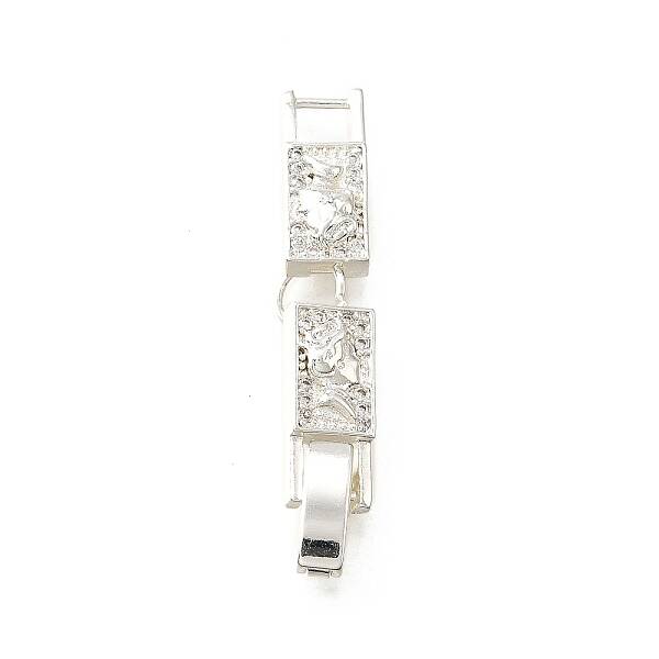 Brass Micro Pave Clear Cubic Zirconia Fold Over Clasps