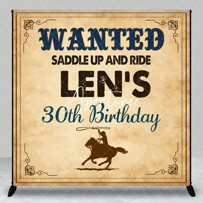 Aperturee Retro Paper Cowboy Custom 30th Birthday Backdrop, 3X3FT(1X1M), 15 USD, custom birthday backdrops, DZYZ7O37-O