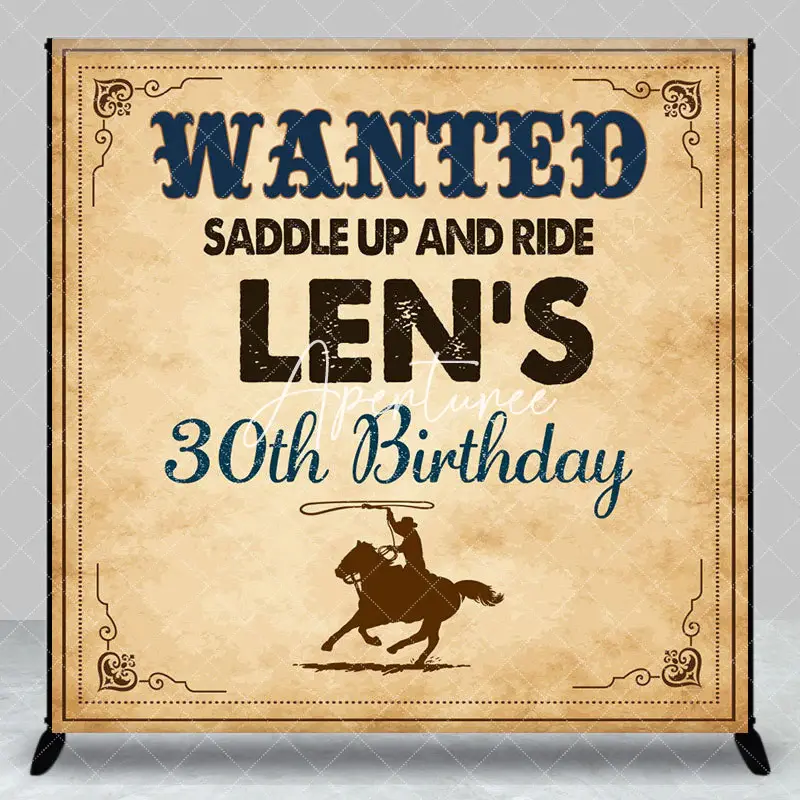 Aperturee Retro Paper Cowboy Custom 30th Birthday Backdrop, 3X3FT(1X1M), 15 USD, custom birthday backdrops, DZYZ7O37-O