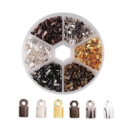 1 Box 1380PCS 6 Colors Iron Folding Crimp Ends