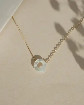 Dawn Initial Necklace | Metal Color: Solid 14K Gold | Style: Q