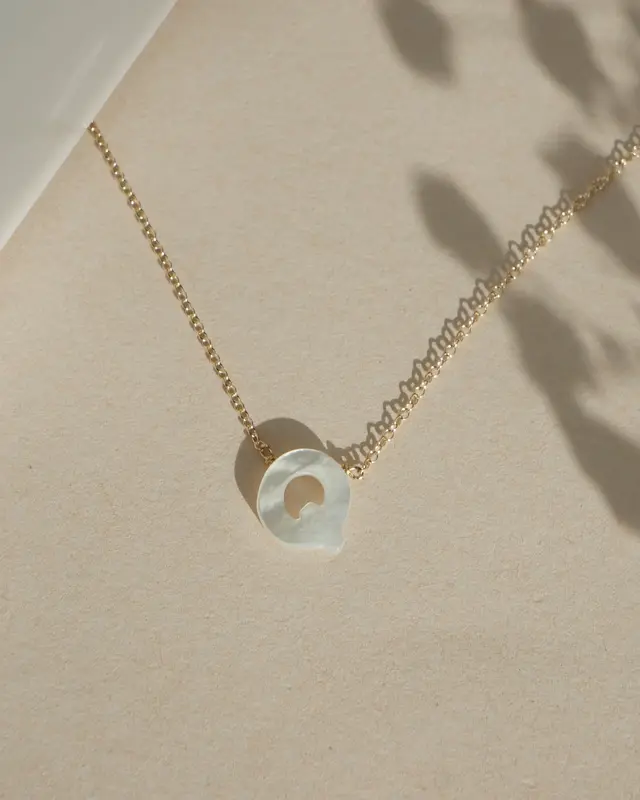 Dawn Initial Necklace | Metal Color: Solid 14K Gold | Style: Q