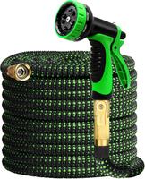 Expandable Garden Hose 100FT/50FT Retractable with 10 Spray Nozzles Hose Holder 3/4\