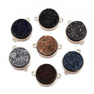 Natural Druzy Agate Links Connectors