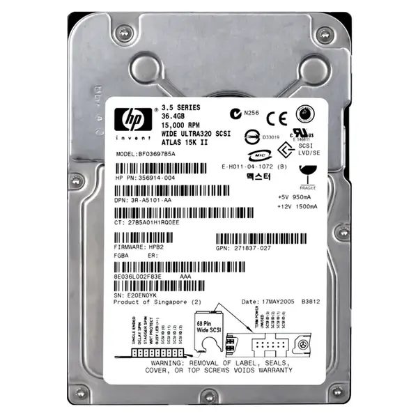 3R-A5101-AA HP 36.4GB Ultra-320 SCSI 15000 3.5-inch 8MB Hard Drive