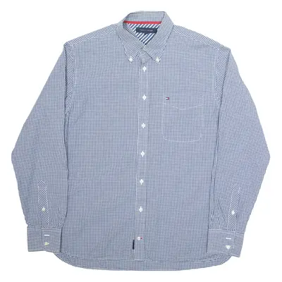 TOMMY HILFIGER Mens Shirt Blue Gingham Long Sleeve L
