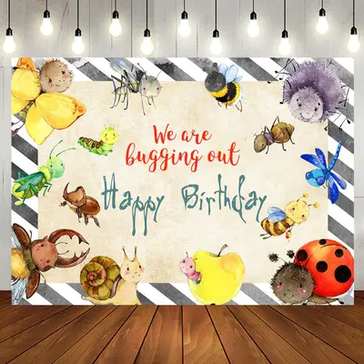 We Are Bugging Out Cartoon Insect Birthday Backdrop - Aperturee
