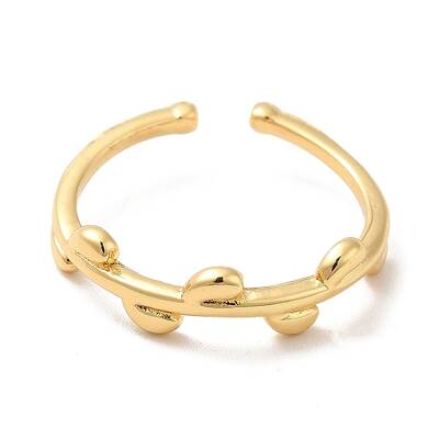 Brass Leaf Open Cuff Ring for Women