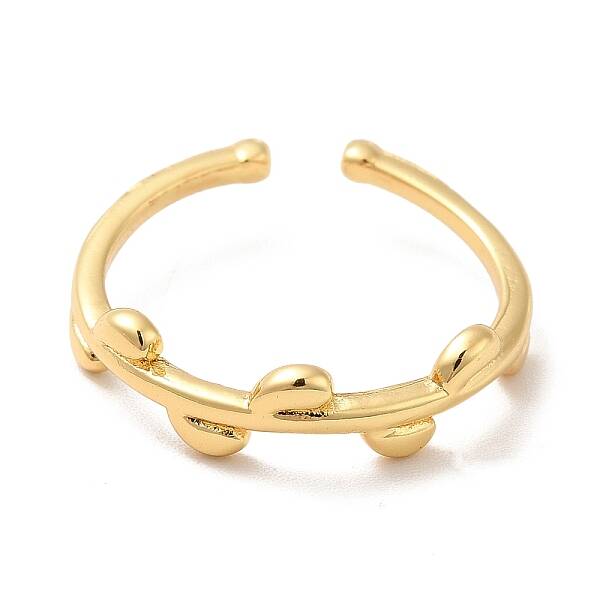 Brass Leaf Open Cuff Ring for Women