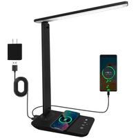AhmyLion LED desk lamp with wireless charging function, touch control dimming, 5 dimming levels, USB charging port, 15W, suit...