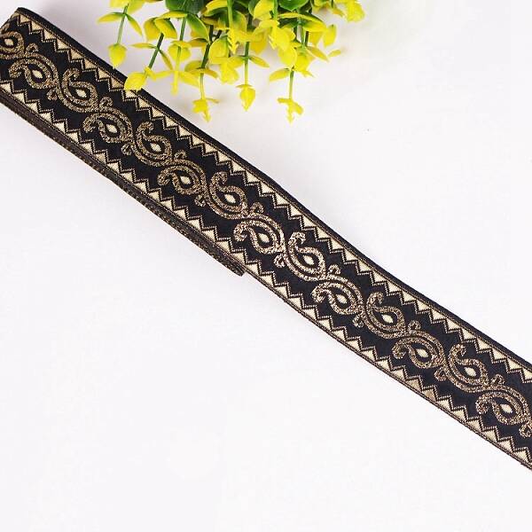 Flat Ethnic Style Embroidery Polyester Ribbons