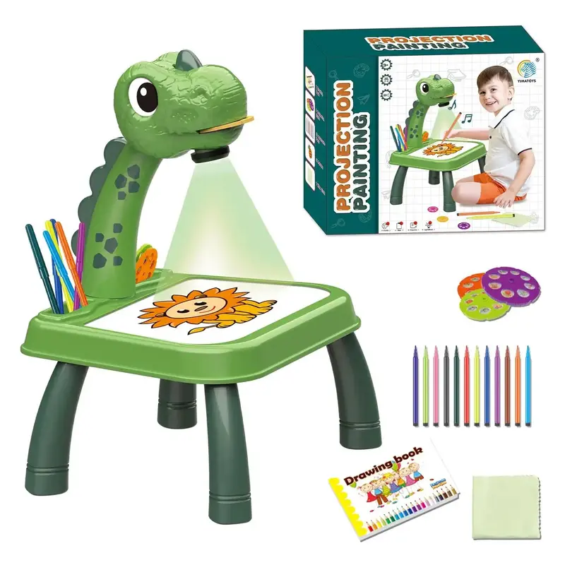 Dinosaur Projection Drawing Table, 1 Box Cute Projector Painting Table & Accessories, Interactive Erasable Board To Inspire C...
