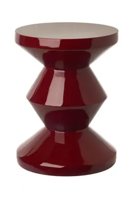 Burgundy Lacquered Accent Stool | Pols Potten Zig Zag