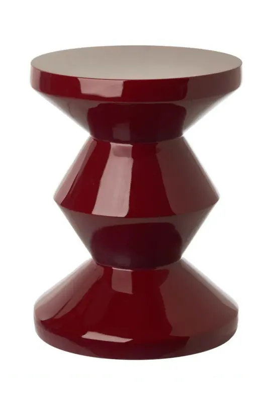 Burgundy Lacquered Accent Stool | Pols Potten Zig Zag