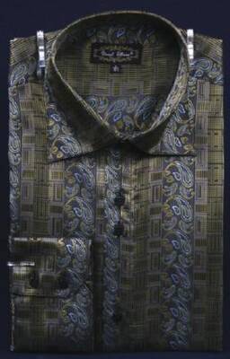 Men's Olive Green One Chest Pocket Fancy Polyester Shirt With Button Cuff Night Club Outfit Guys Wear For Men Clothing Fashio...