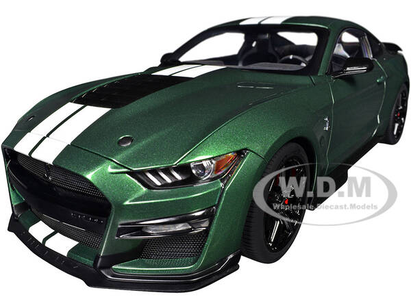 Ford Mustang Shelby GT500 Eruption Green Metallic with White Stripes 1/18 Model Car by Autoart