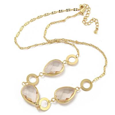 Faceted Teardrop Glass Beads Bib Necklaces