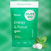 NEW Neuro Energy Caffeine Gum (90 Pieces) - Sugar-Free Nootropic Gum for Energy & Focus with L-theanine, Natural Caffeine, Vi...