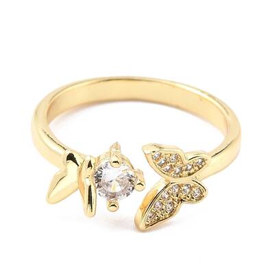 Brass Micro Pave Cubic Zirconia Cuff Ring