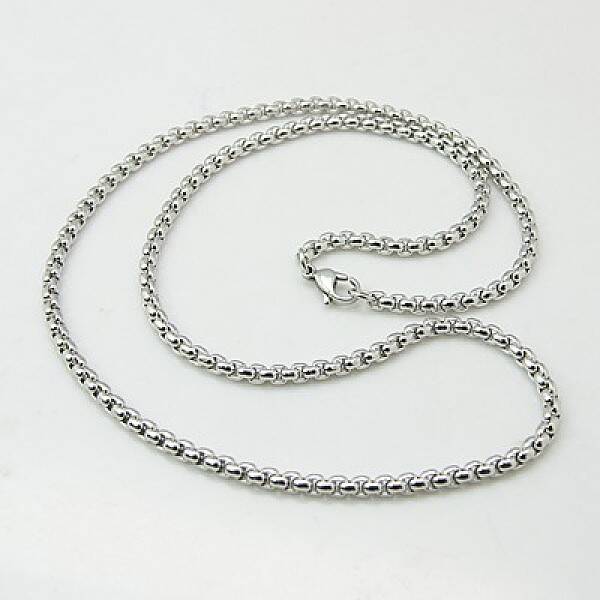 Tarnish Resistant 304 Stainless Steel Necklaces Men's Rolo Chain Necklaces