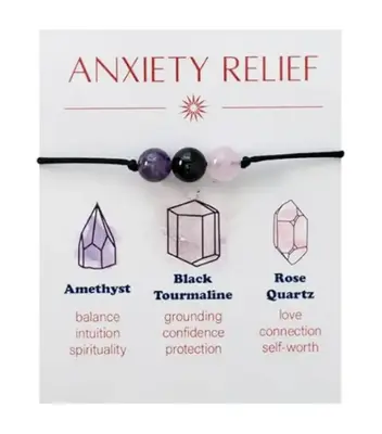 Healing Bead Bracelets - Spiritual Crystal Beaded Bracelet - Made of 3 Real & Natural Gemstones, Adjustable 3-9.7” Black Ro...