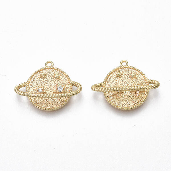Brass Micro Pave Clear Cubic Zirconia Pendants