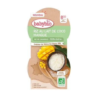 Babybio Dessert Bowl 8 months and + Organic Mango Coconut Milk Rice 2X100G