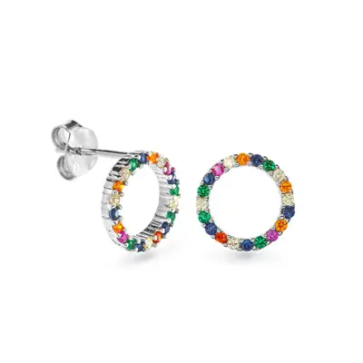 Again Jewelry Orecchini In Argento Con Zirconi Cubici Colorati Ajns0042