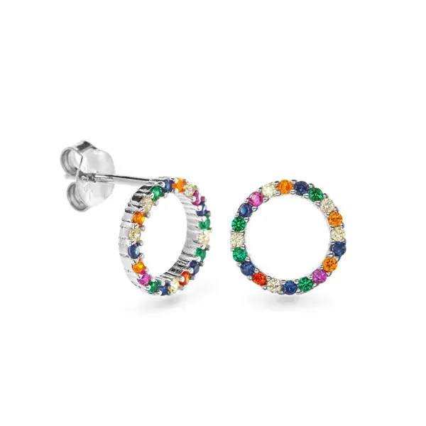 Again Jewelry Orecchini In Argento Con Zirconi Cubici Colorati Ajns0042