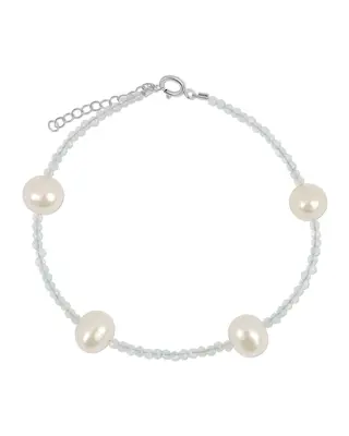 Toni Bracelet | Metal Color: Silver | Gemstone: Aquamarine | Length: Adjustable 6 - 7 inches