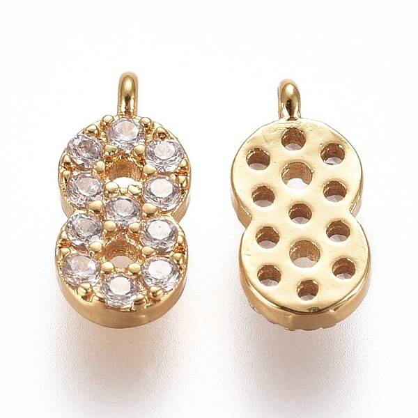 Brass Micro Pave Clear Cubic Zirconia Charms