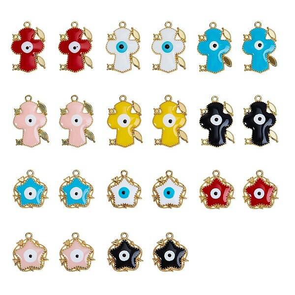 22Pcs Alloy Enamel Pendants