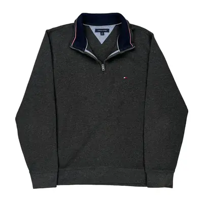 Tommy Hilfiger 1/4 Zip - Large Grey Cotton Blend