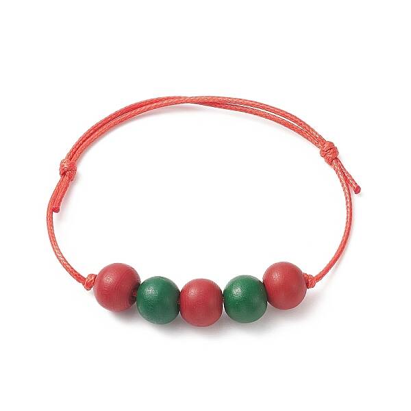 Wood Round Braided Bead Bracelet