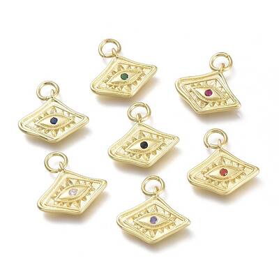 Brass Micro Pave Cubic Zirconia Pendants