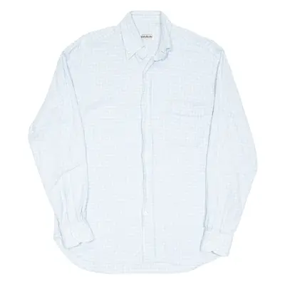 BRAUN Mens Shirt Blue Check Long Sleeve L