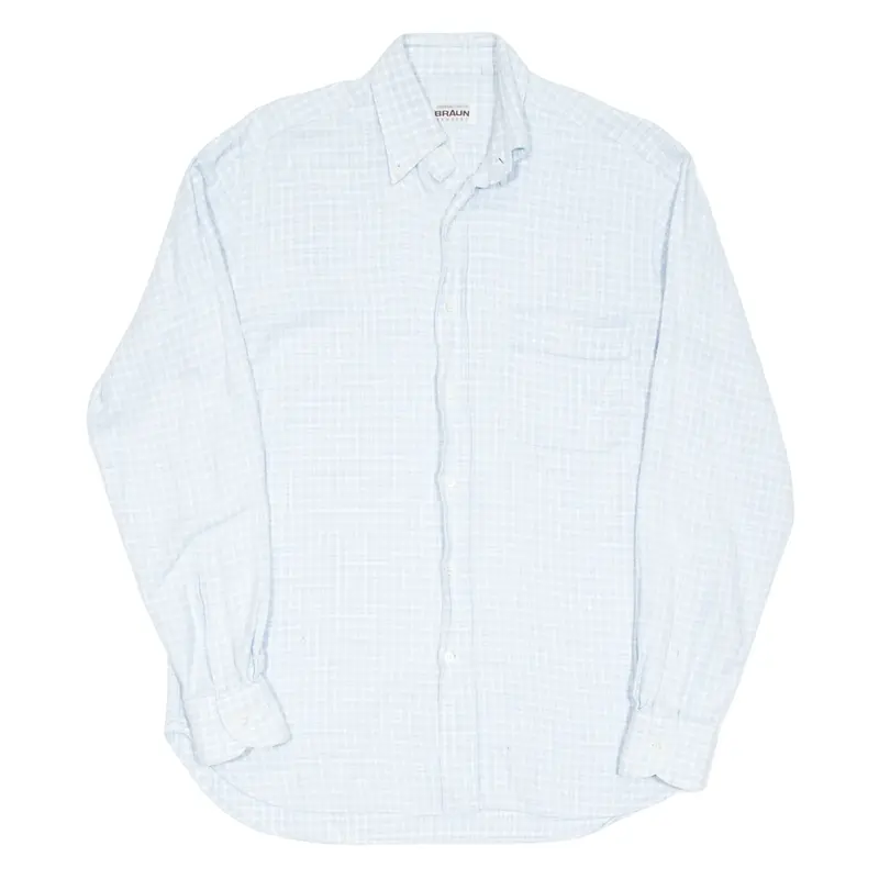 BRAUN Mens Shirt Blue Check Long Sleeve L