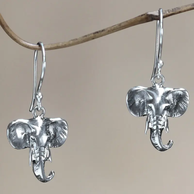 NOVICA Balinese Elephants Sterling silver dangle earrings