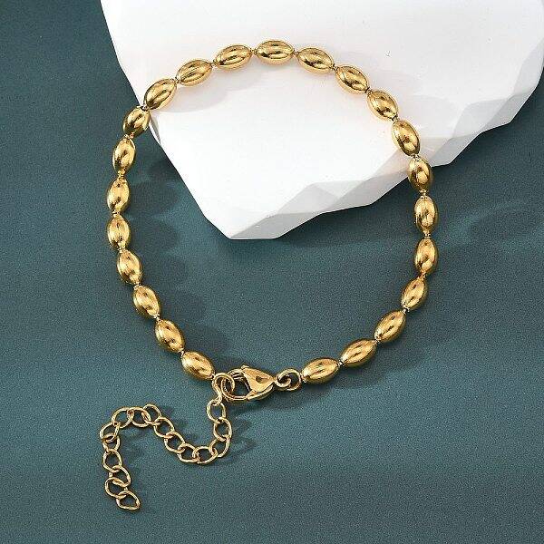 Ion Plating(IP) 304 Stainless Steel Oval Ball Chain Bracelets for Women