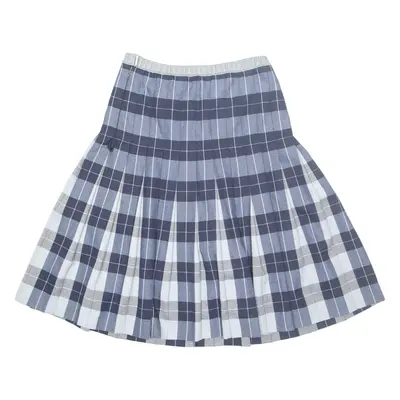 Womens Pleated Skirt Blue Midi Wool Check M
