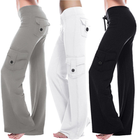 Plus Size Women's High Waist Cargo Yoga Pants – Wide Leg Bootcut Flare with Multi-Pockets – Stretchy, Comfy for Yoga, Lou...