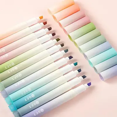 12pcs Multi-color Gradient Marker Pen, Colorful Pens for Studying Writing and Drawing