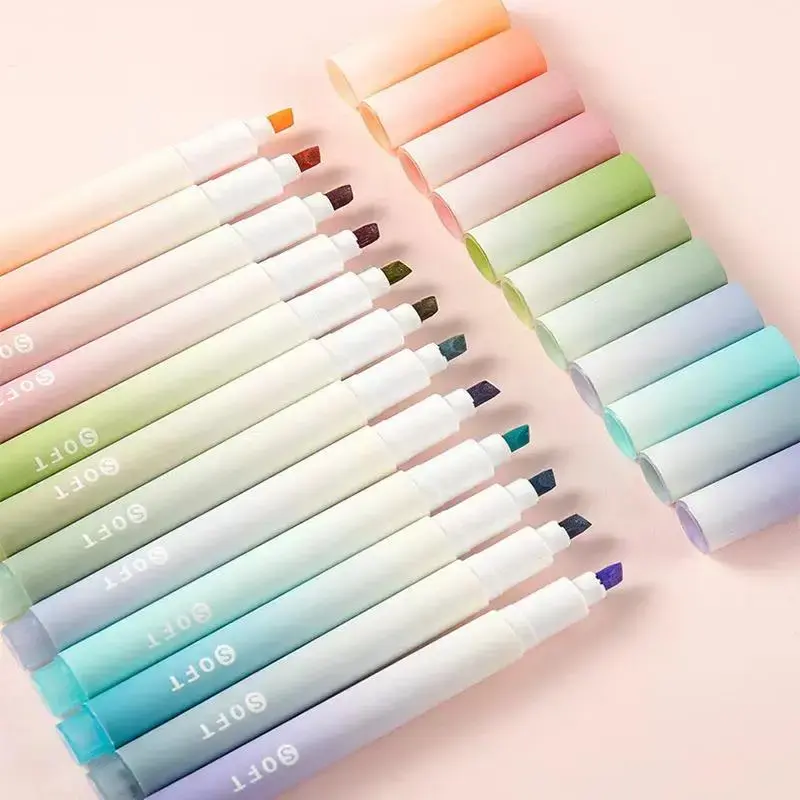 12pcs Multi-color Gradient Marker Pen, Colorful Pens for Studying Writing and Drawing