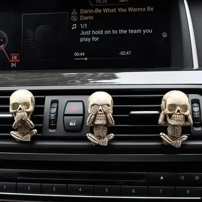 Creative Skull Design Car Air Outlet Decoration, Funny Skull Shaped Car Air Vent Clip Ornament, Car Interior Decoration Acces...