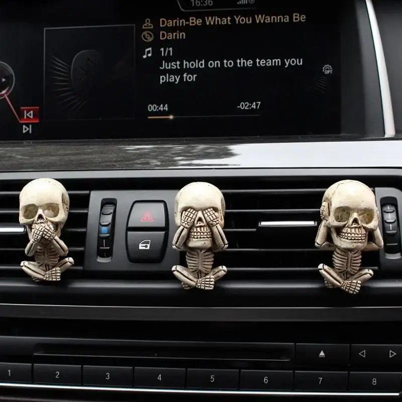 Creative Skull Design Car Air Outlet Decoration, Funny Skull Shaped Car Air Vent Clip Ornament, Car Interior Decoration Acces...